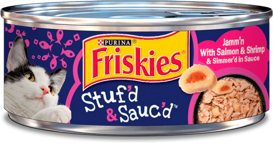 Friskies Stuf'd & Sauc'd Jamm'n With Salmon & Shrimp & Simmer'd In Sauce